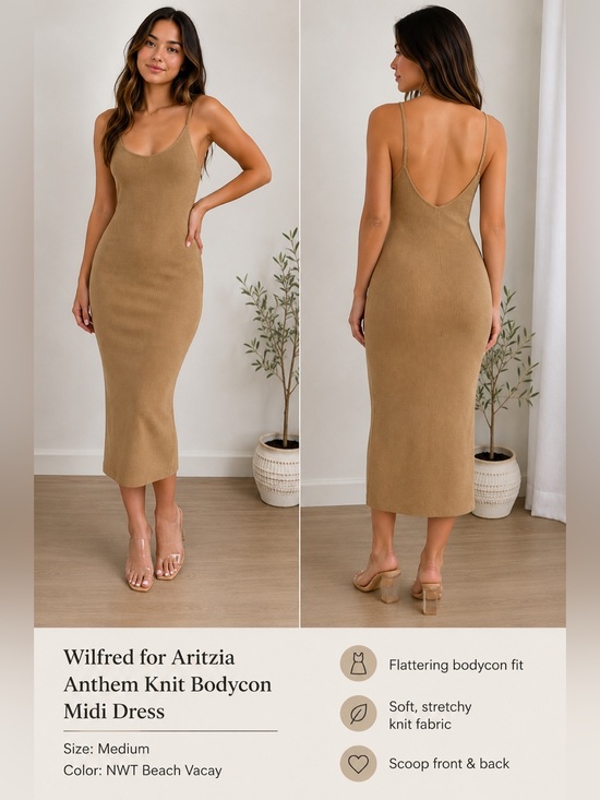 Aritzia Wilfred Dresses & Skirts - Wilfred for Aritzia anthem knit bodycon midi dress size medium NWT beach vacay